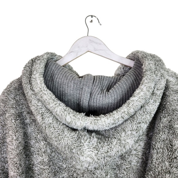 PJ SALVAGE Hoodie Womens XL Extra Large Gray Faux Fur Pullover Drawstring Grey - Picture 5 of 11